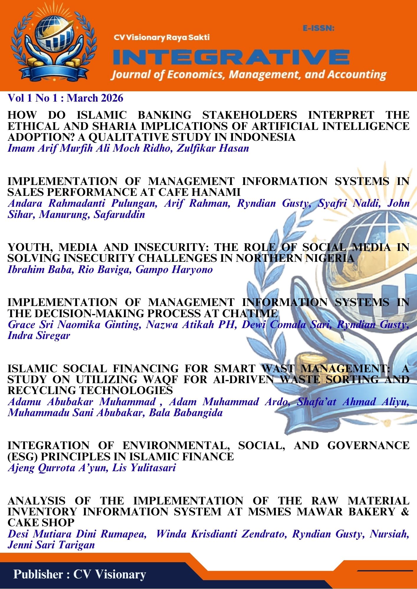					View Vol. 1 No. 1 (2026): Journal of Economics, Management and accounting studies
				