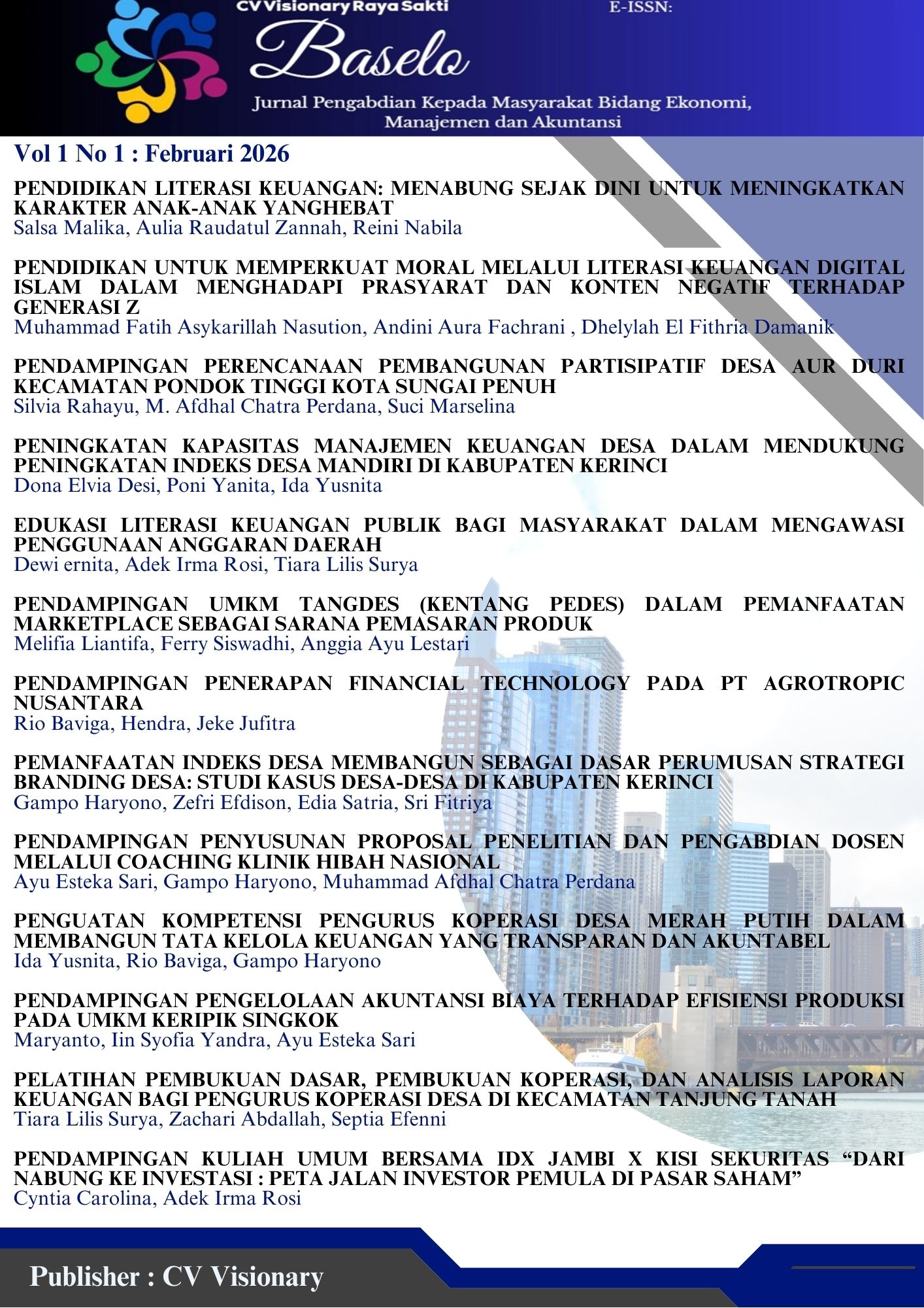 					View Vol. 1 No. 1 (2026): Baselo : Jurnal Pengabdian Kepada Masyarakat
				